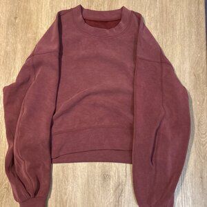 lululemon Softsreme Cropped Crew - Red Merlot